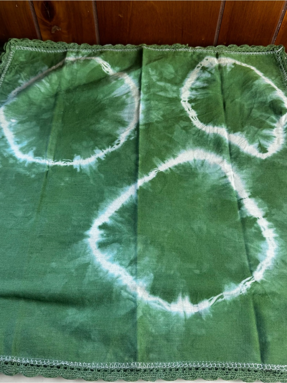Hand-Dyed Tie-Dye Tea Towels - Green & Teal Spiral Set - Picture 4 of 9